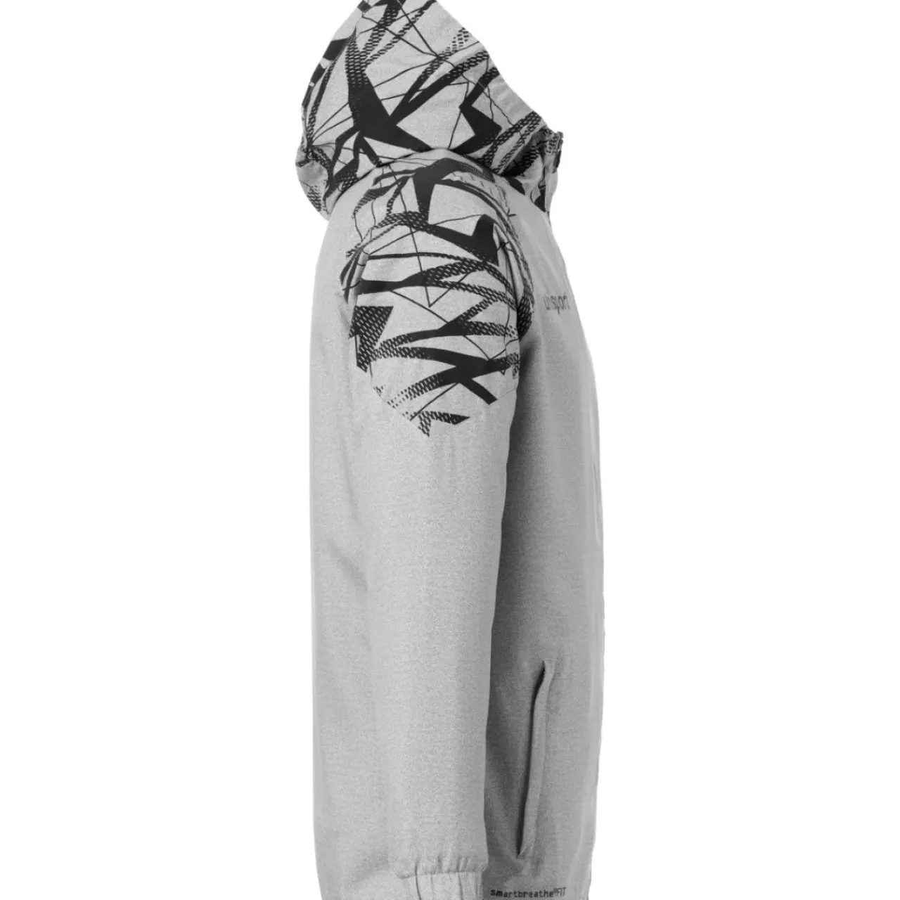 New uhlsport Goal 25 Evo Woven Hood Jacket Gris Fonce Chine/Noir